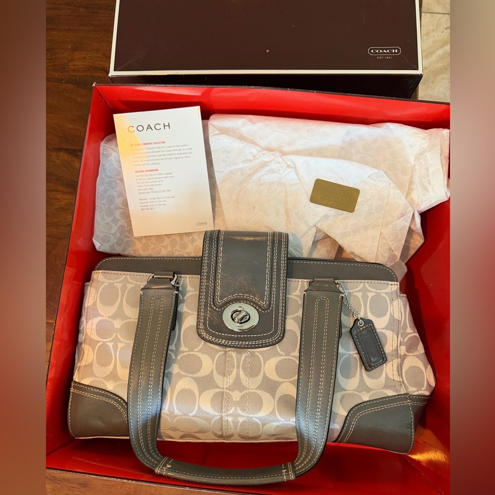 Vintage Coach Canvas Turnlock Tote Bag - New Never Used